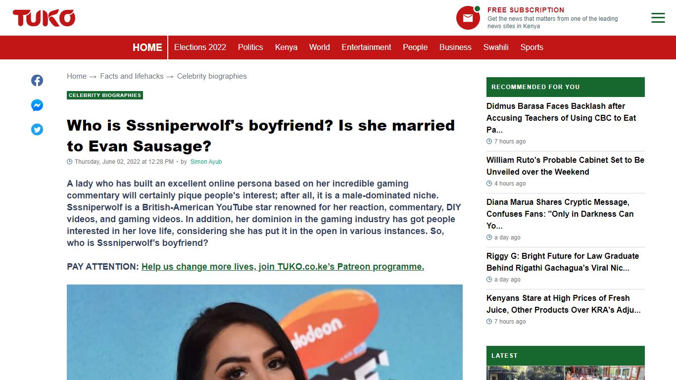 Who is Sssniperwolf's boyfriend? Is she married to Evan Sausage?